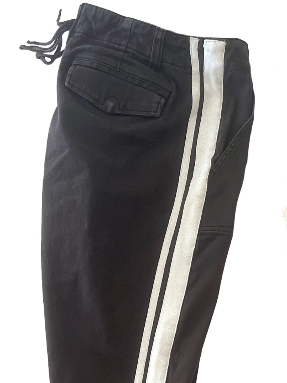 PAM & GELA uniquely-designed Crop Tailored Pants, White Side Stripe, Tie Back